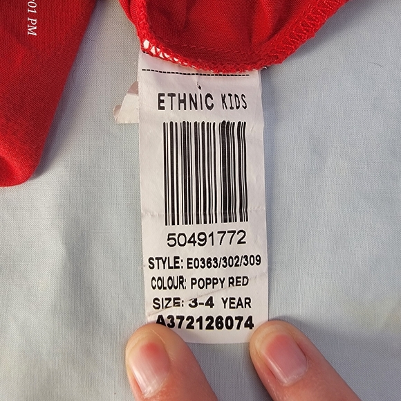 Girls' Red Rose-Embroidered Casual Tunic/Dress - Picture 11 of 11